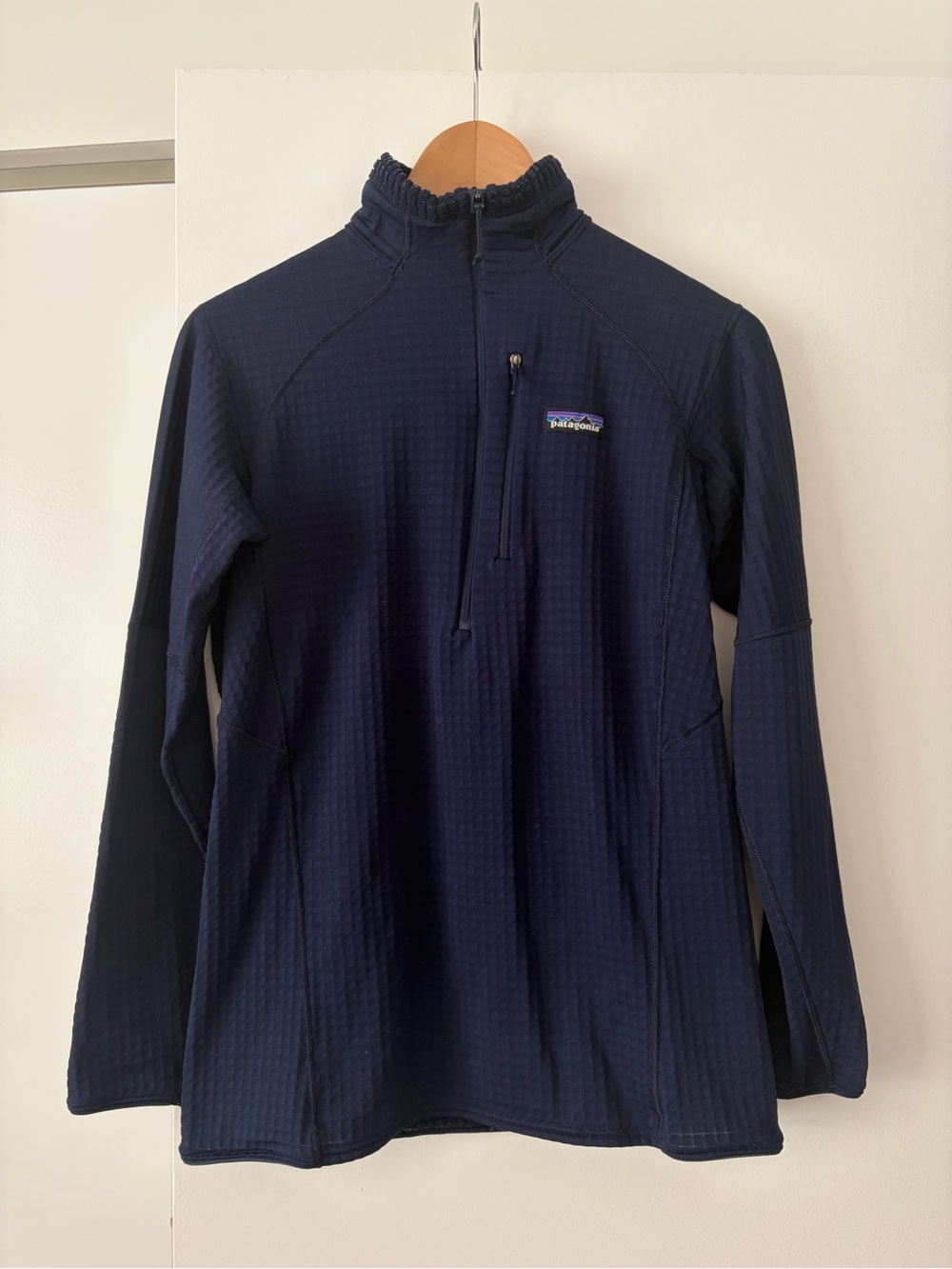 Patagonia Men's Navy Grid Zip-Neck Pullover